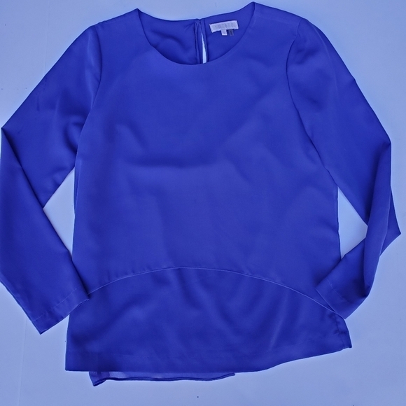 1. State Tops - 1 State Blue layered blouse S back detail